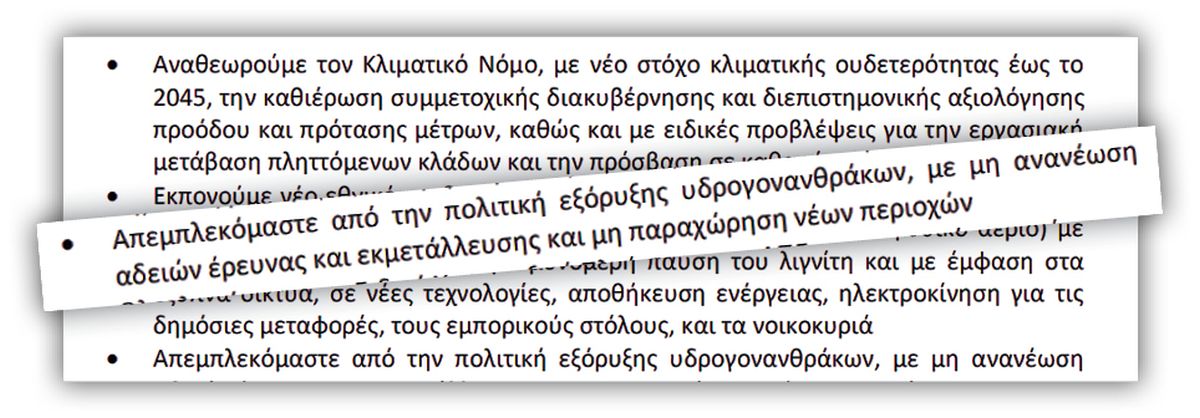 Αποκάλυψη: Ο ΣΥΡΙΖΑ στο πρόγραμμά του αναφέρει ότι θα διακόψει κάθε έρευνα για υδρογονάνθρακες